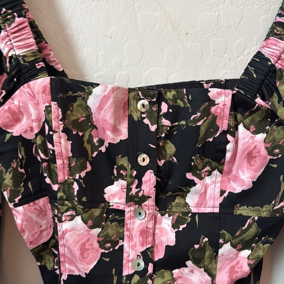 WAYF Floral Puff Sleeve Square Neck 3/4 Sleeve Blouse size small - Picture 4 of 7